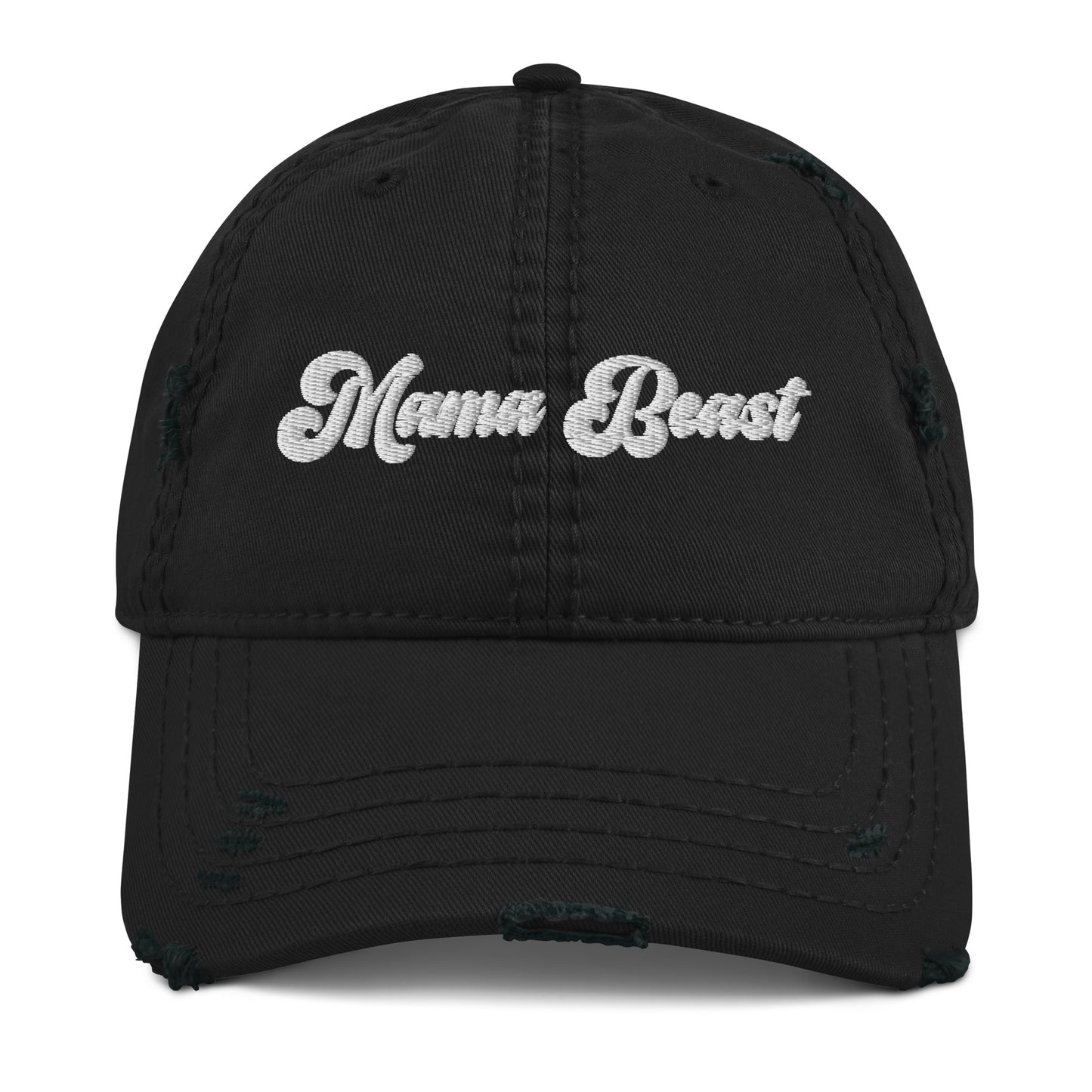 Mama Beast Embroidered Groovy Print Distressed Dad Hat