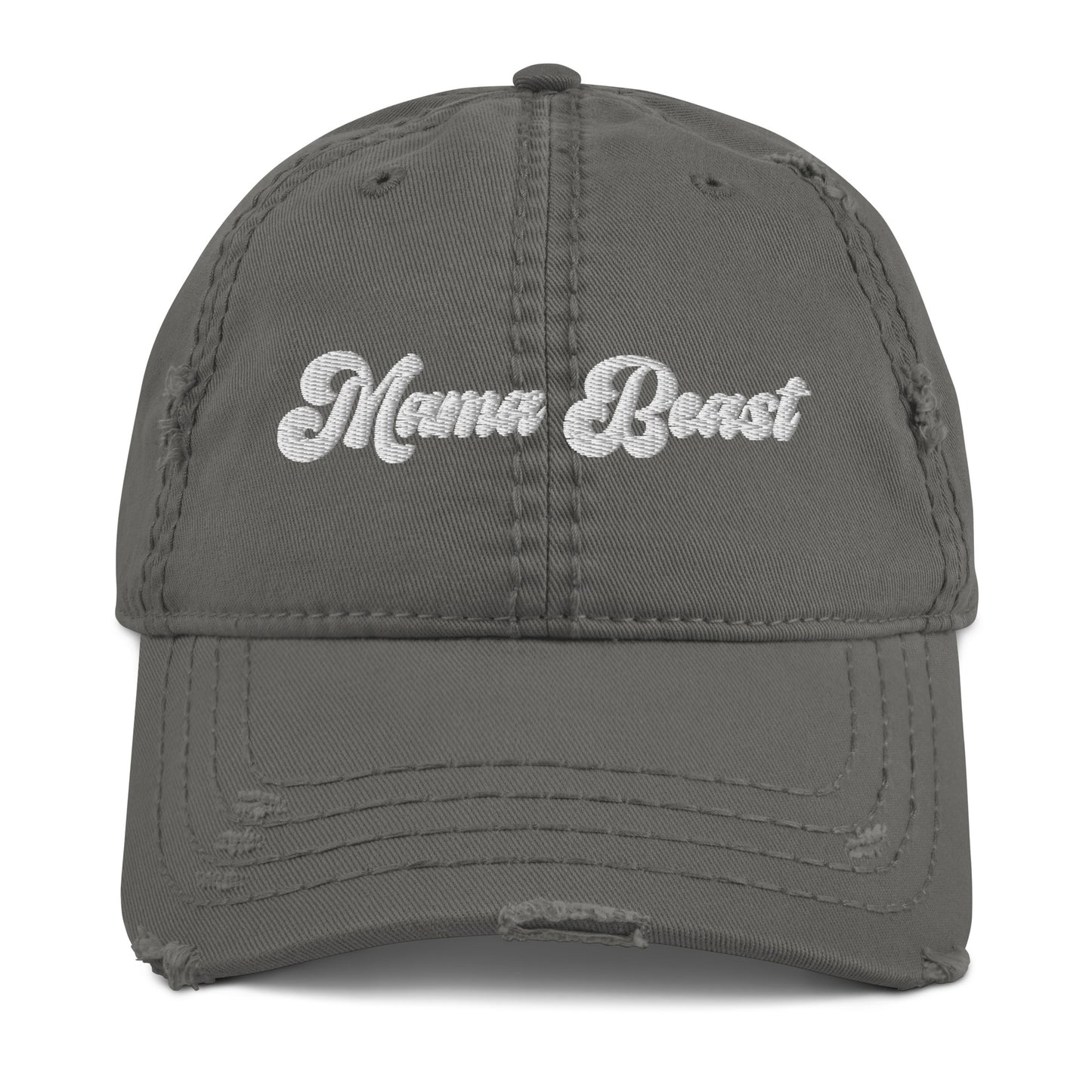 Mama Beast Embroidered Groovy Print Distressed Dad Hat