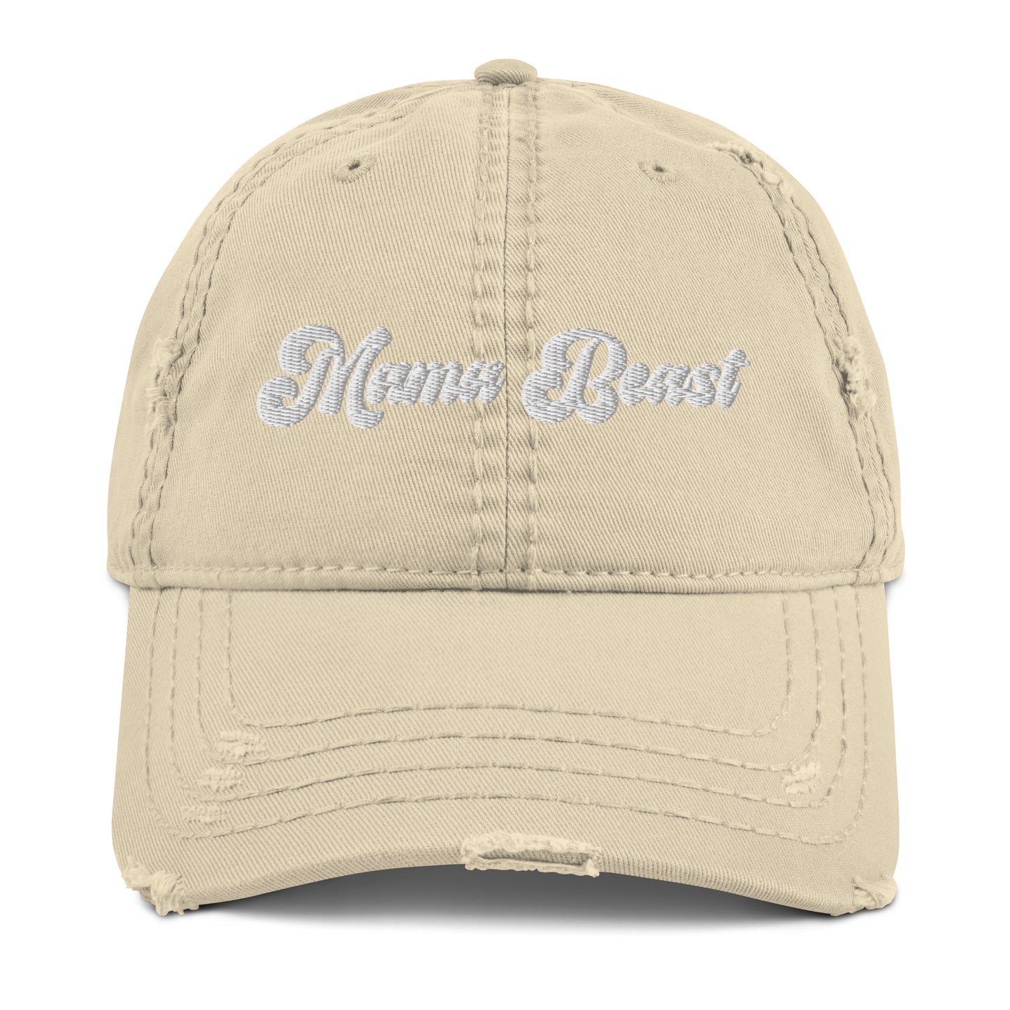 Mama Beast Embroidered Groovy Print Distressed Dad Hat
