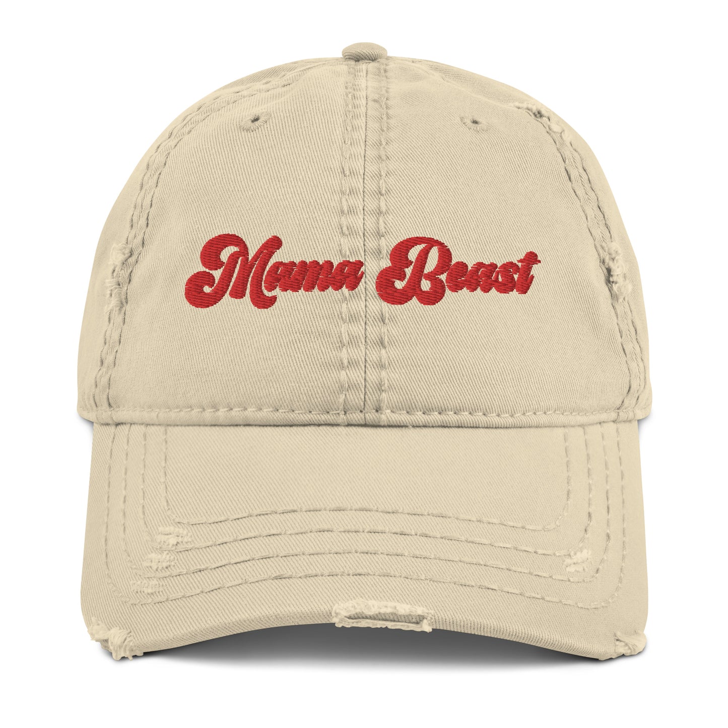 Mama Beast Embroidered Groovy Print Distressed Dad Hat