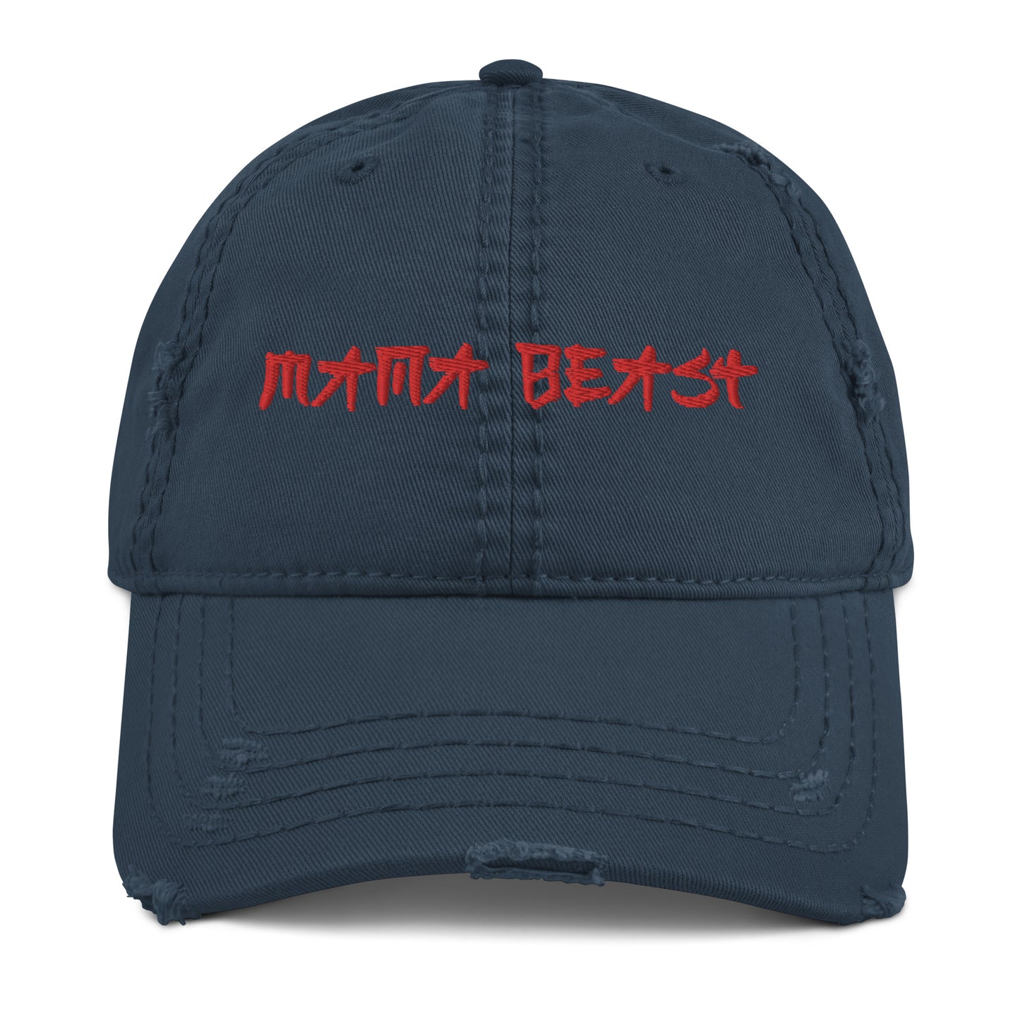 Mama Beast Embroidered Takeout Print Distressed Dad Hat