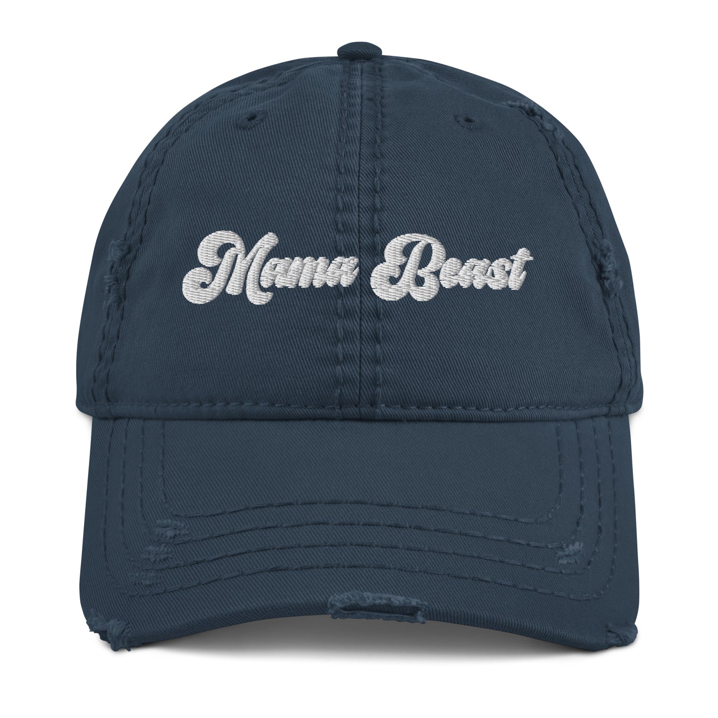 Mama Beast Embroidered Groovy Print Distressed Dad Hat