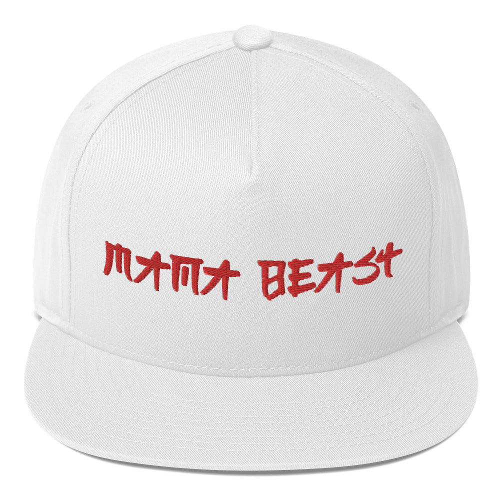 Mama Beast Embroidered Takeout Print Flat Bill Cap