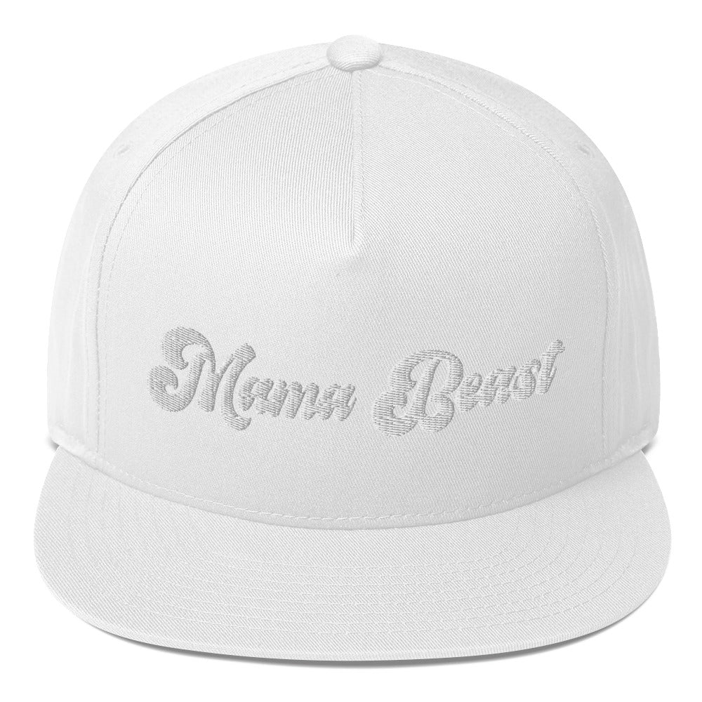 Mama Beast Embroidered Groovy Print Flat Bill Cap