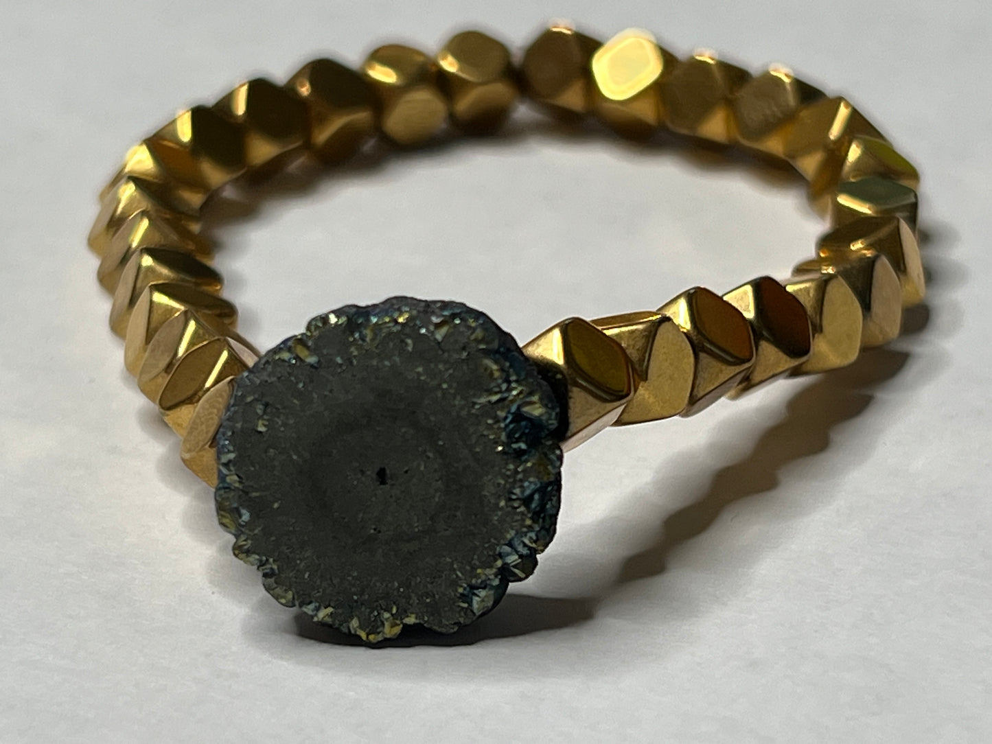 Gold Plated Hematite with Titanium Geode