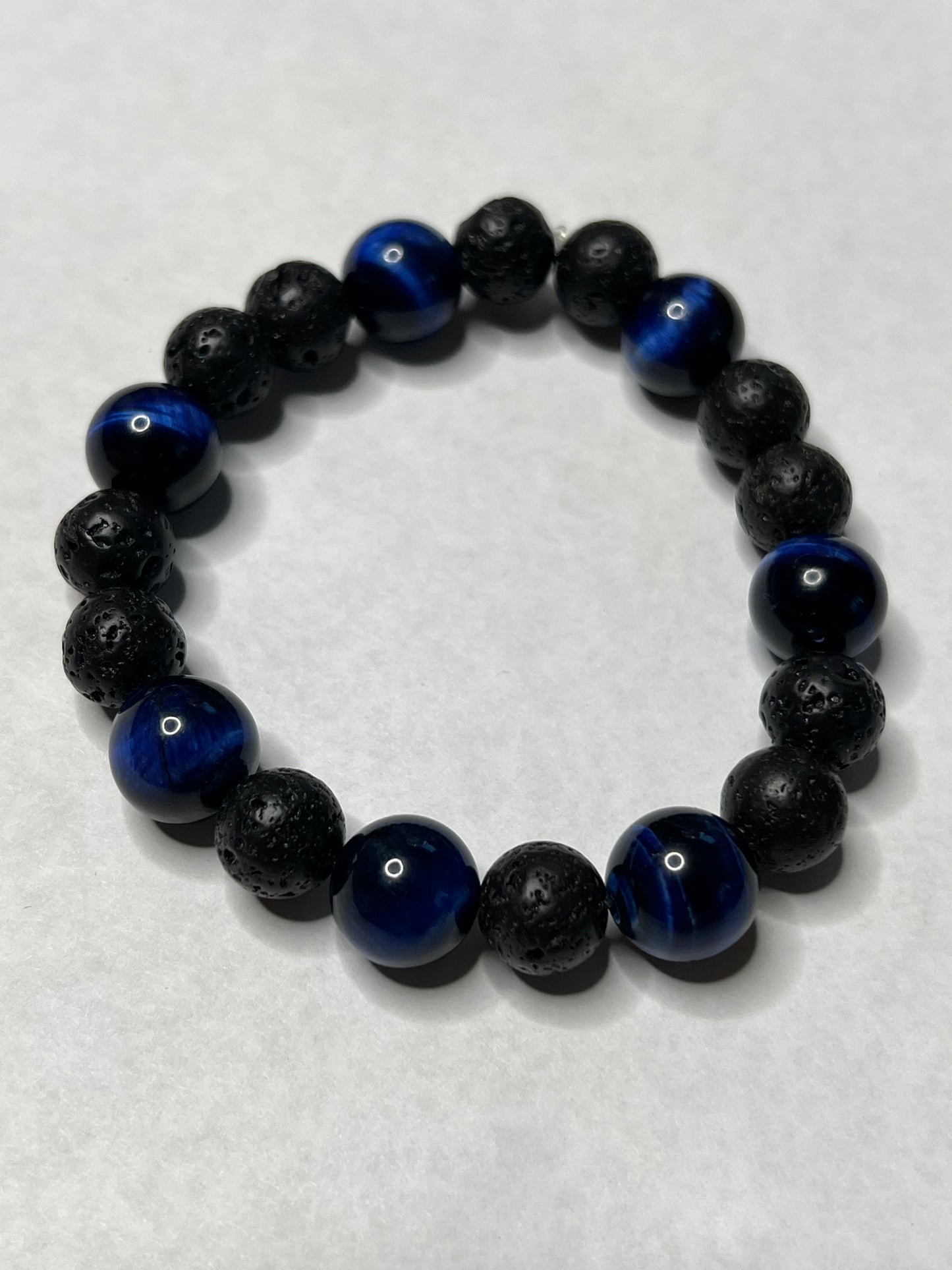 Blue Tigers Eye and Black Lava Stone