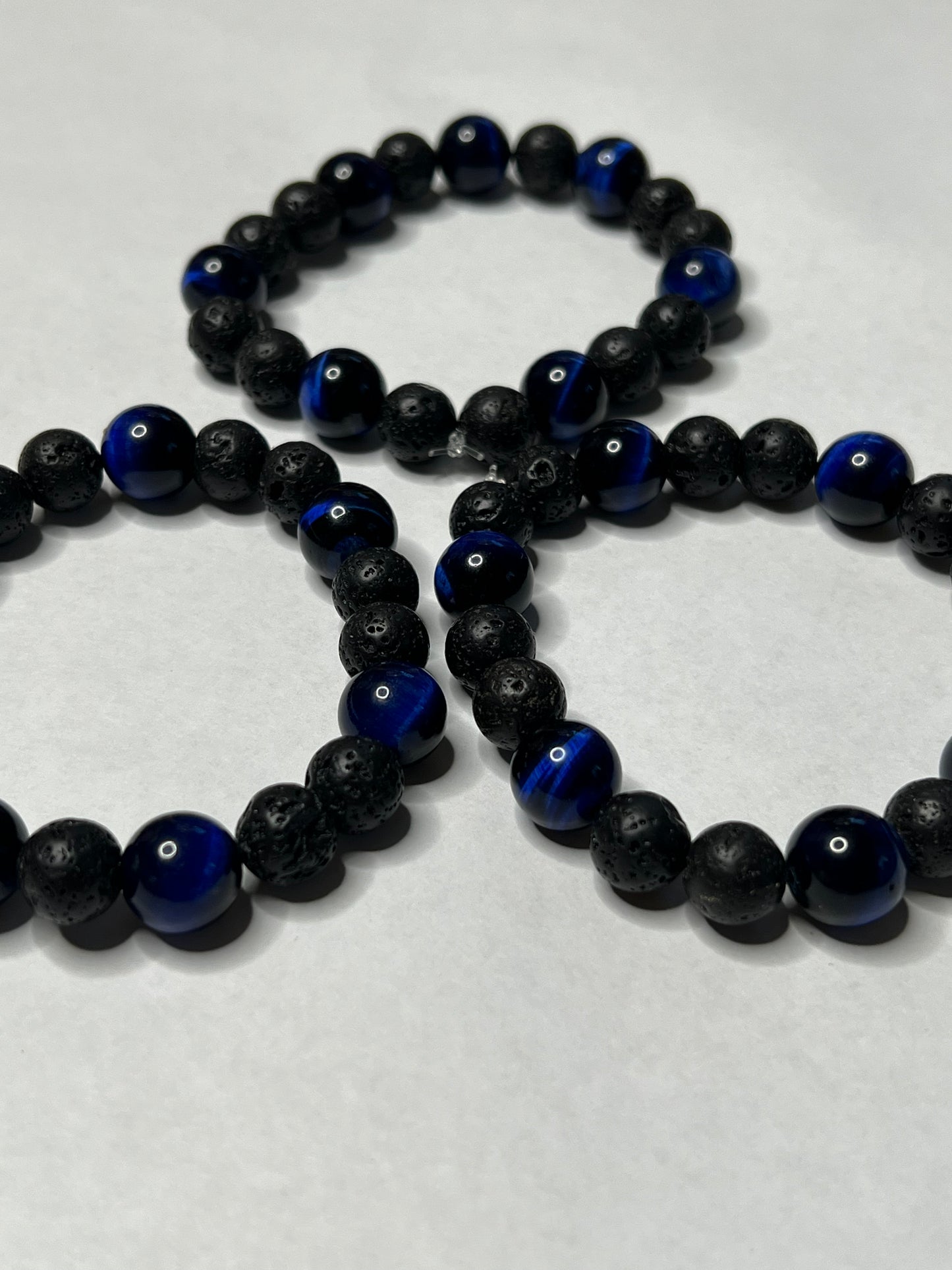 Blue Tigers Eye and Black Lava Stone