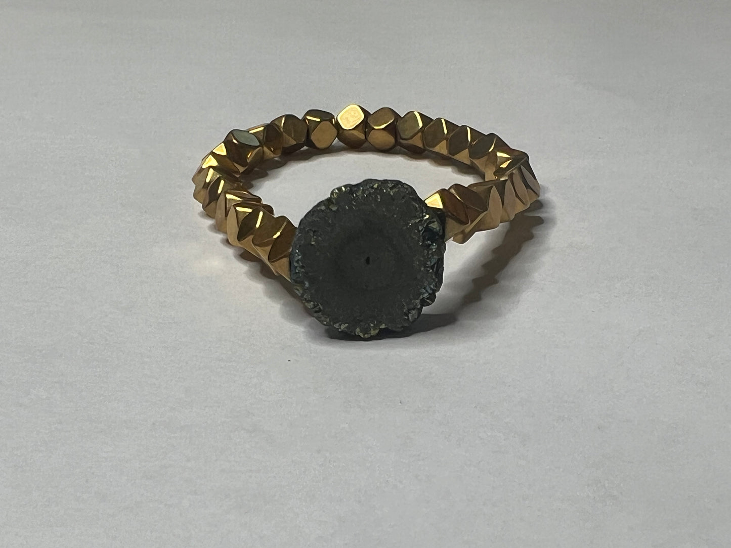 Gold Plated Hematite with Titanium Geode