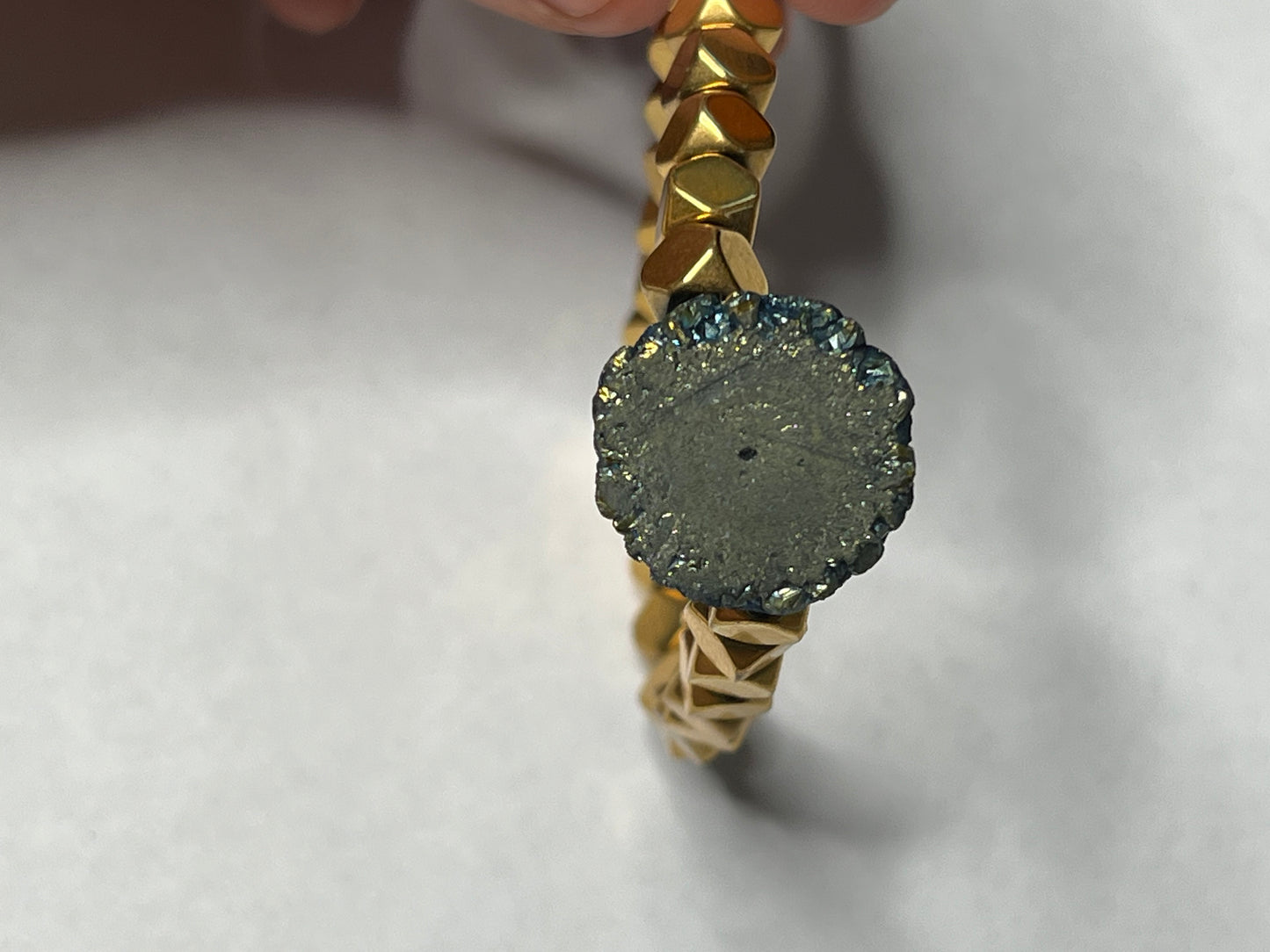 Gold Plated Hematite with Titanium Geode