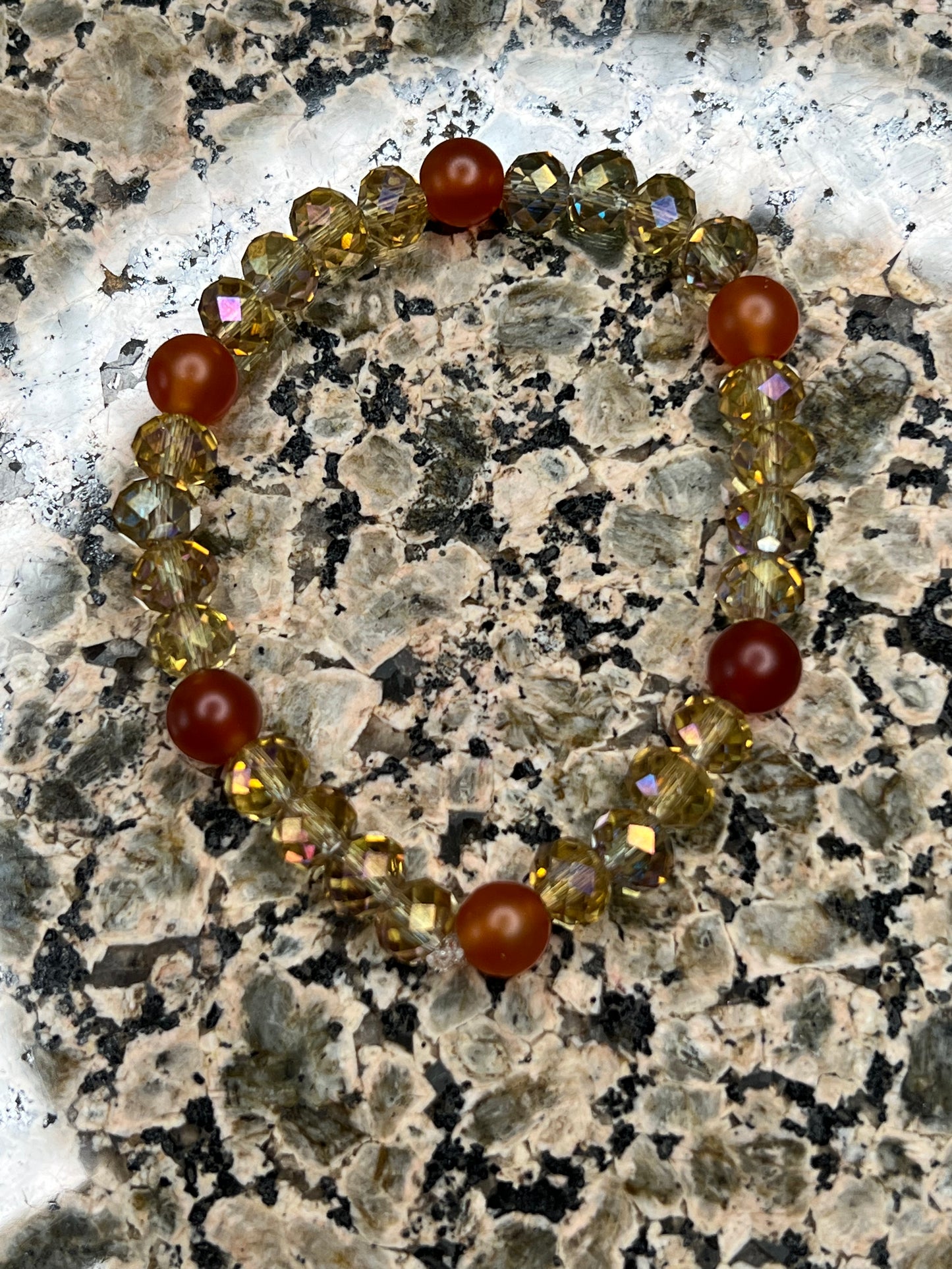 Carnelian and Glass Crystal Bracelet