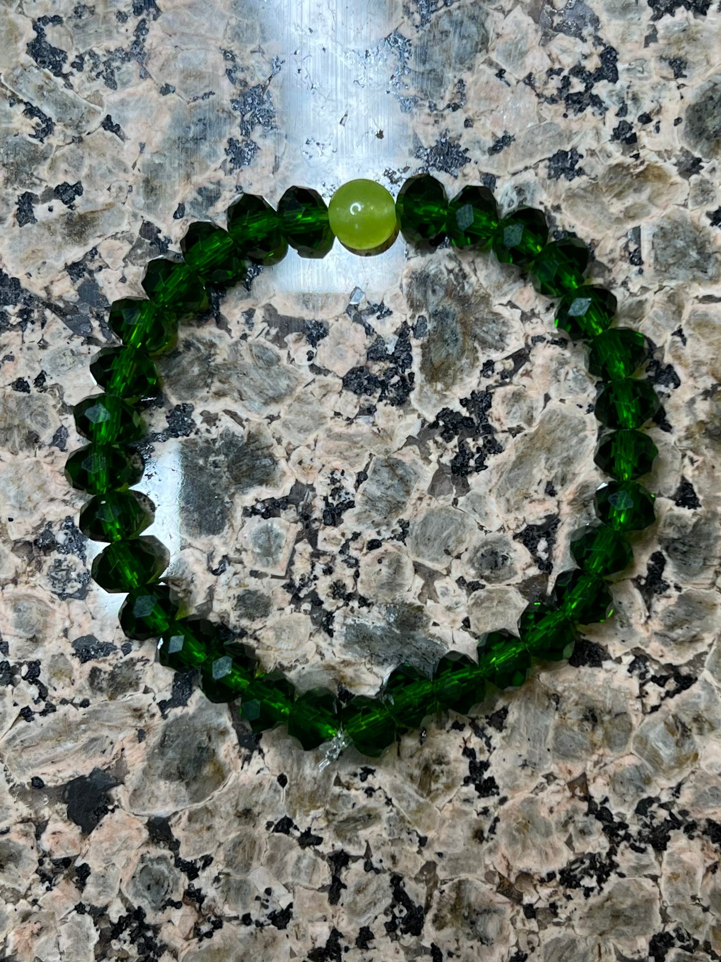 Green Glass Crystal with Chartreuse Jade