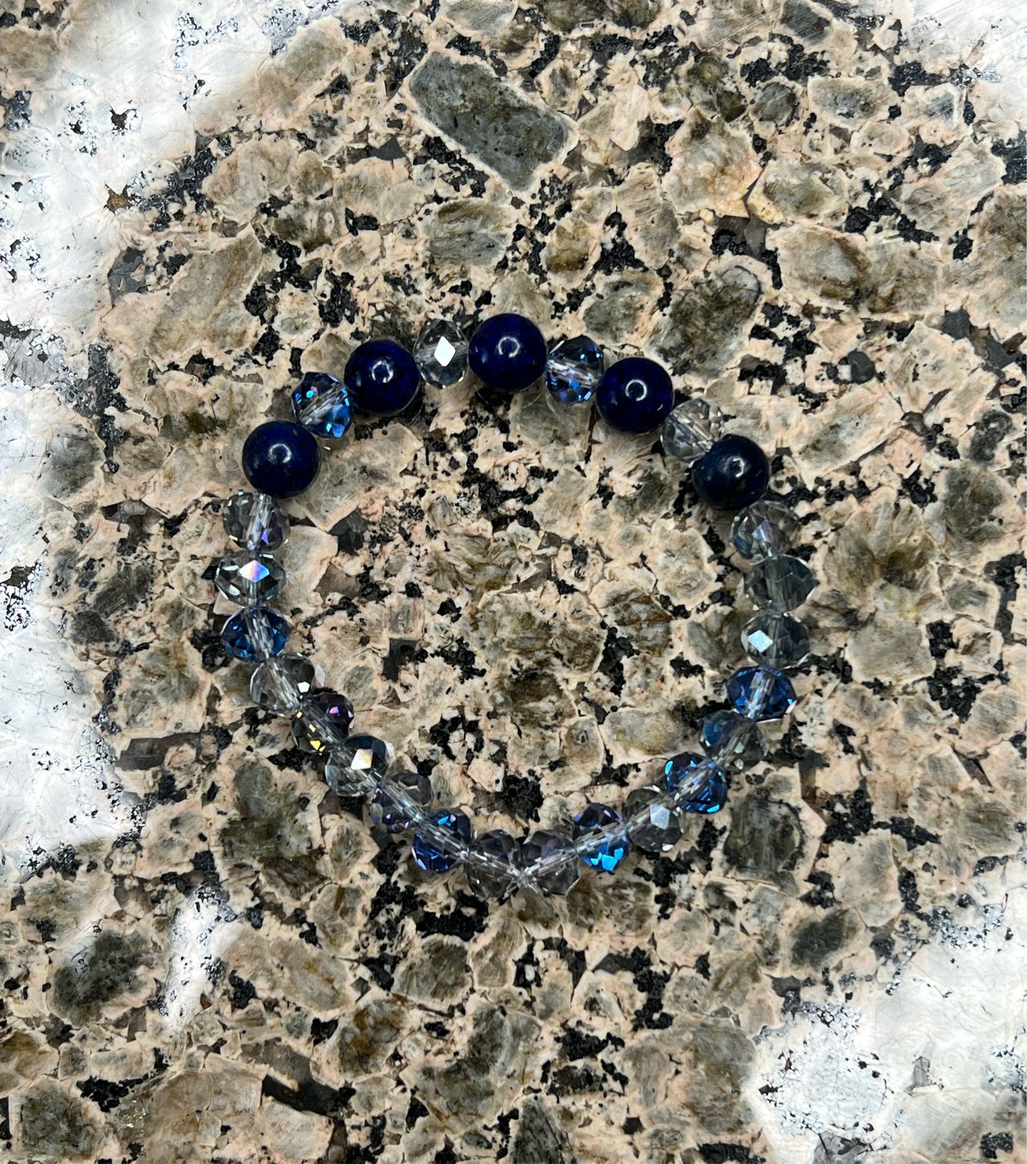 Lapis Lazuli and Glass Crystal Bracelet