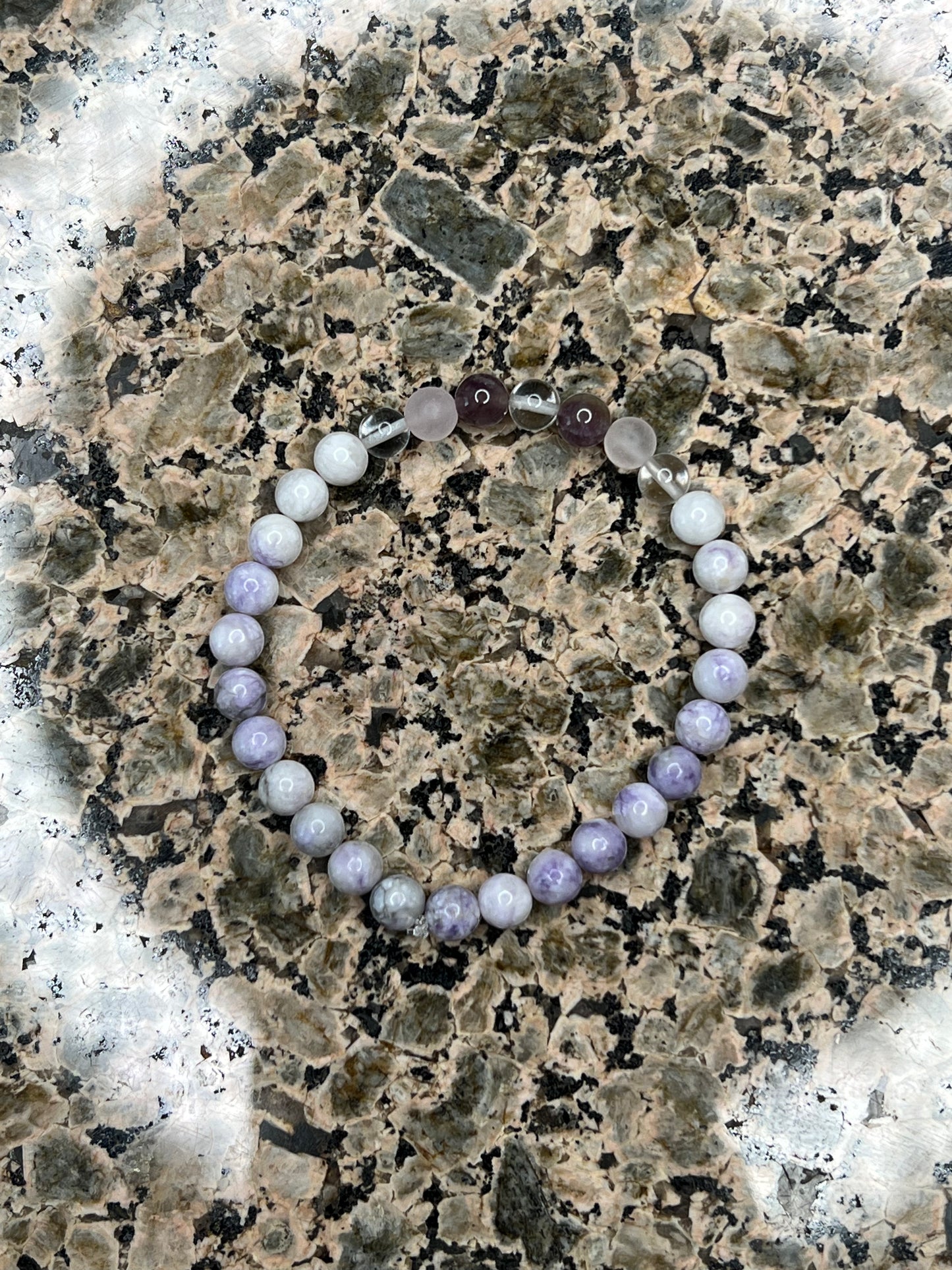Amethyst, Clear and Rose Quartz with Lavender Jasper