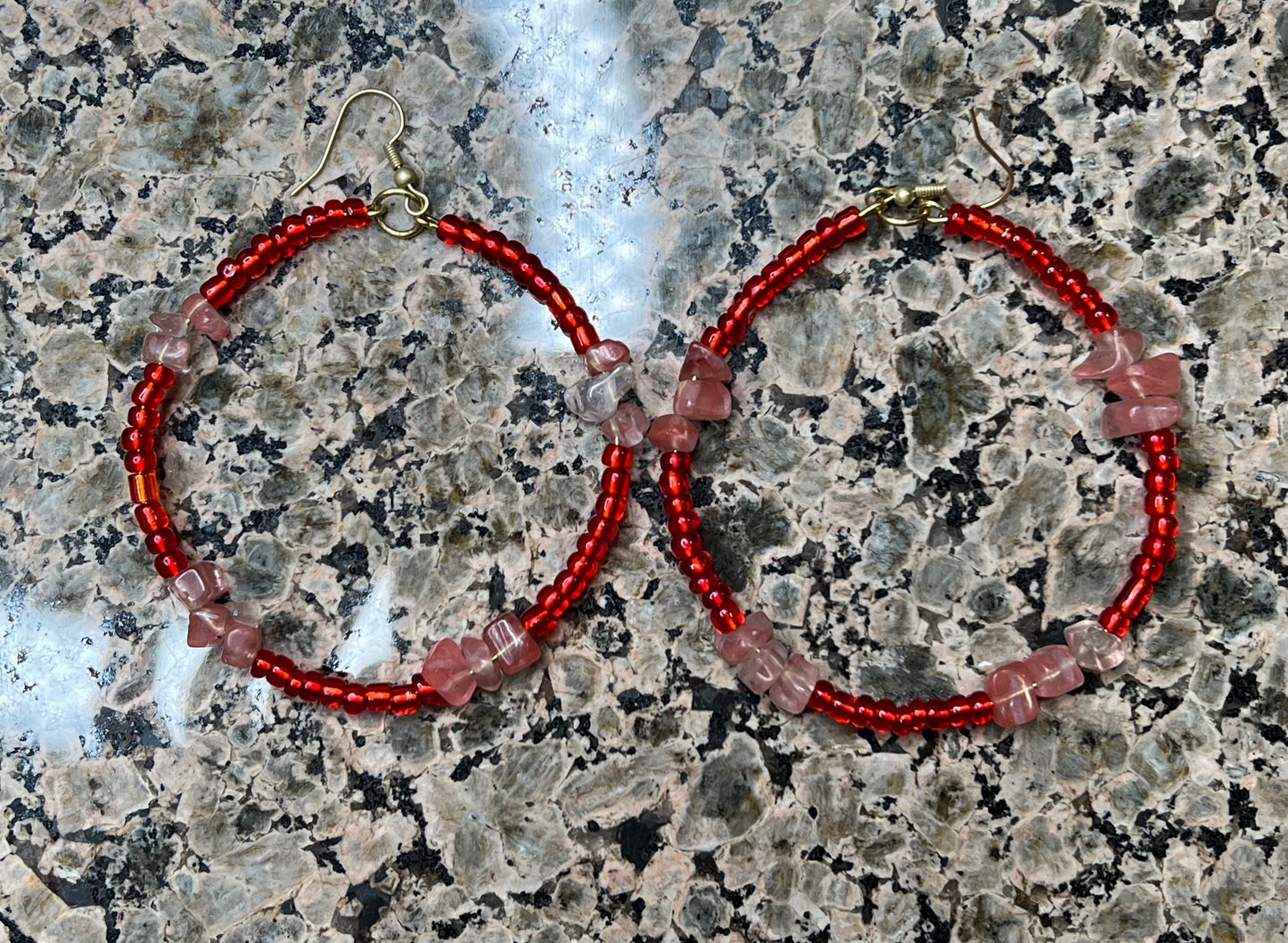 Cherry Quartz with Red Seed Beads