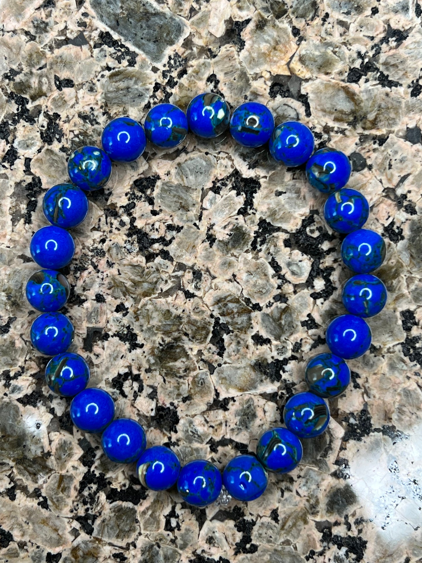 Manmade Turquoise Dyed Lapis Lazuli Blue with Shell