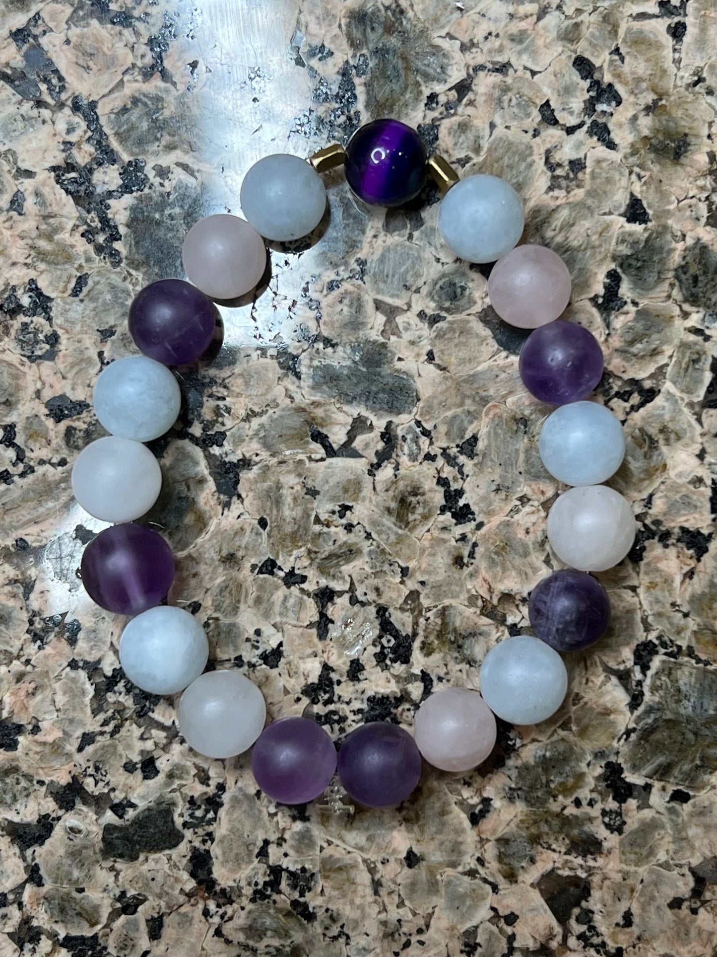 Amethyst, Rose Quartz, and Aquamarine