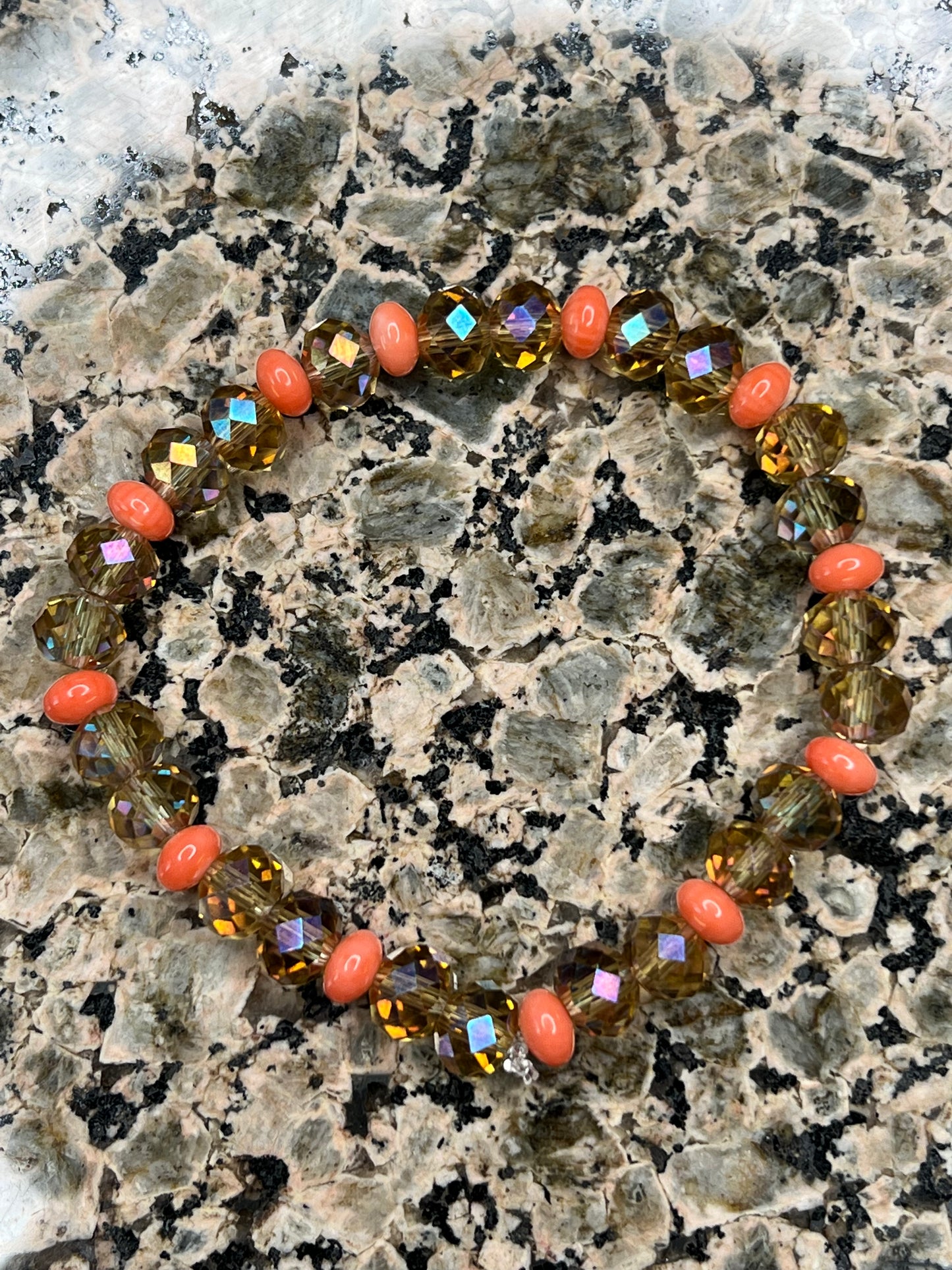 Orange Coral with Glass Crystal
