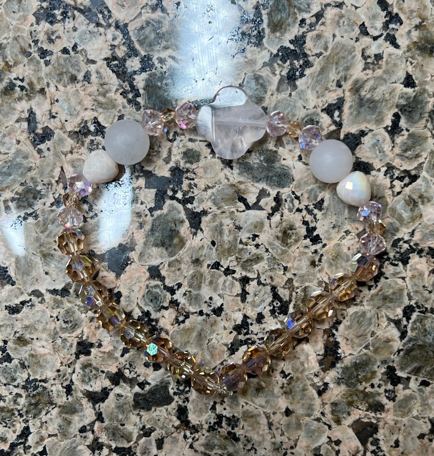 Rose Quartz with Glass Crystal Mix