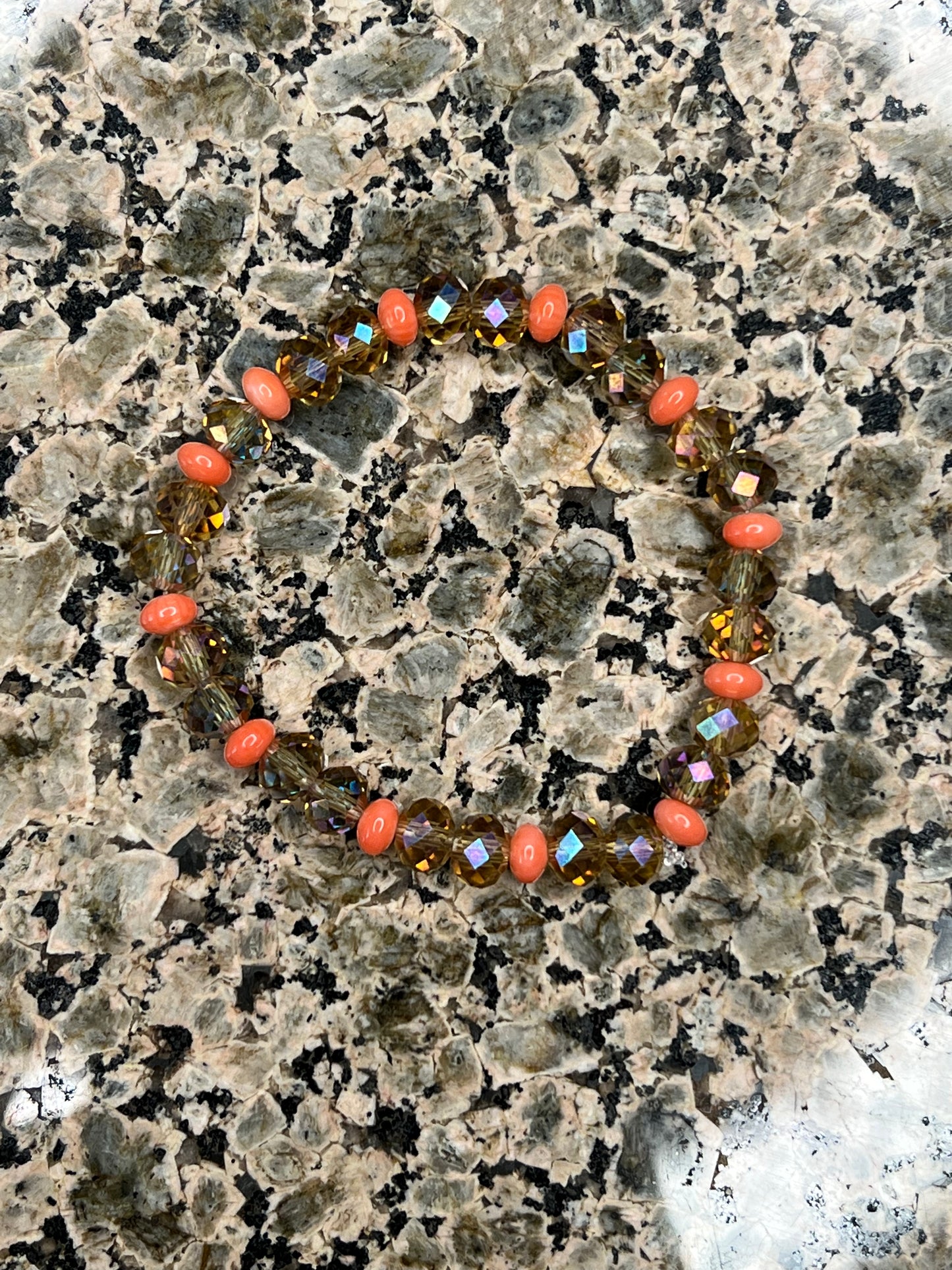 Orange Coral with Glass Crystal