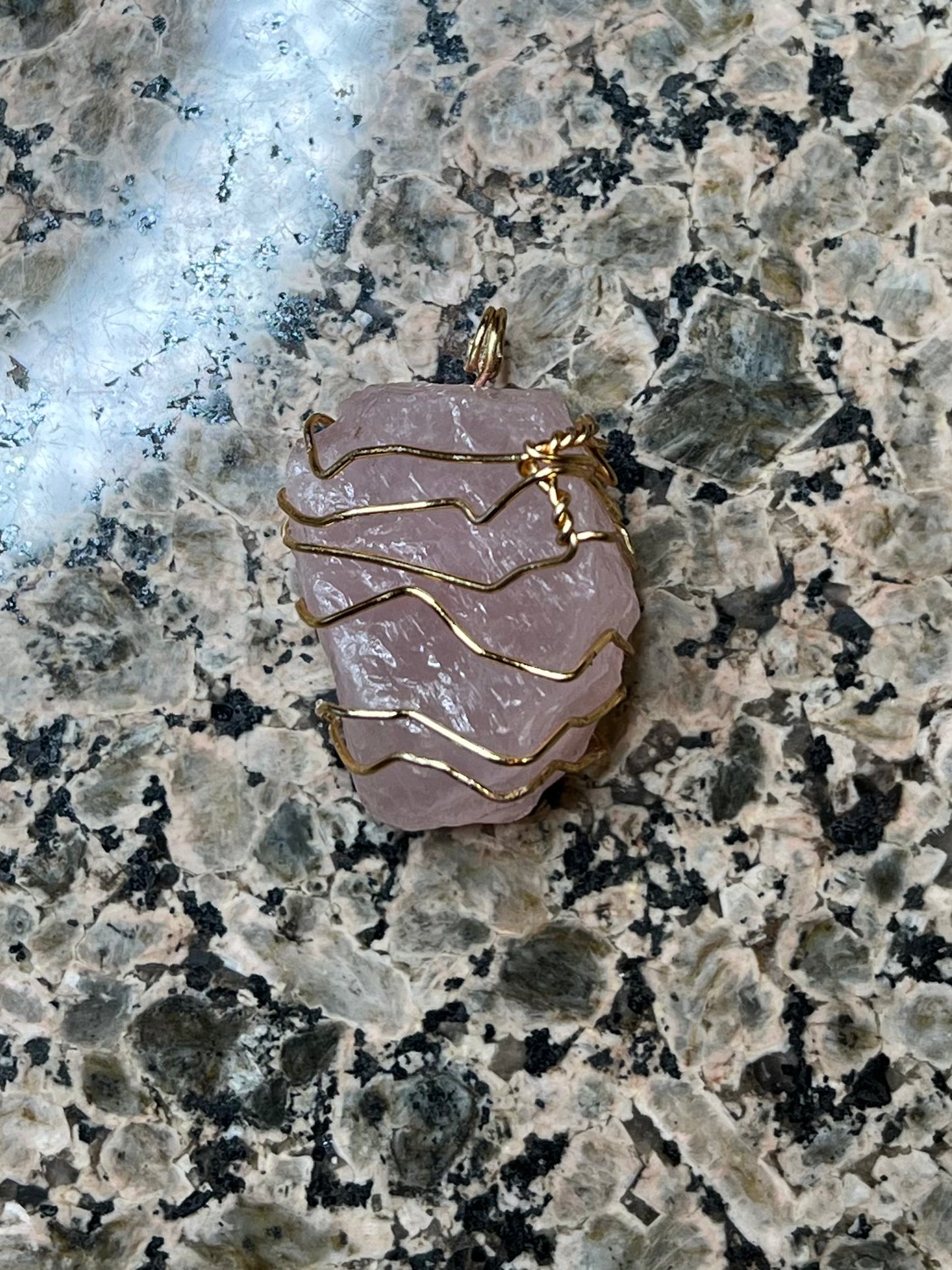 Rose Quartz Wrapped Pendant