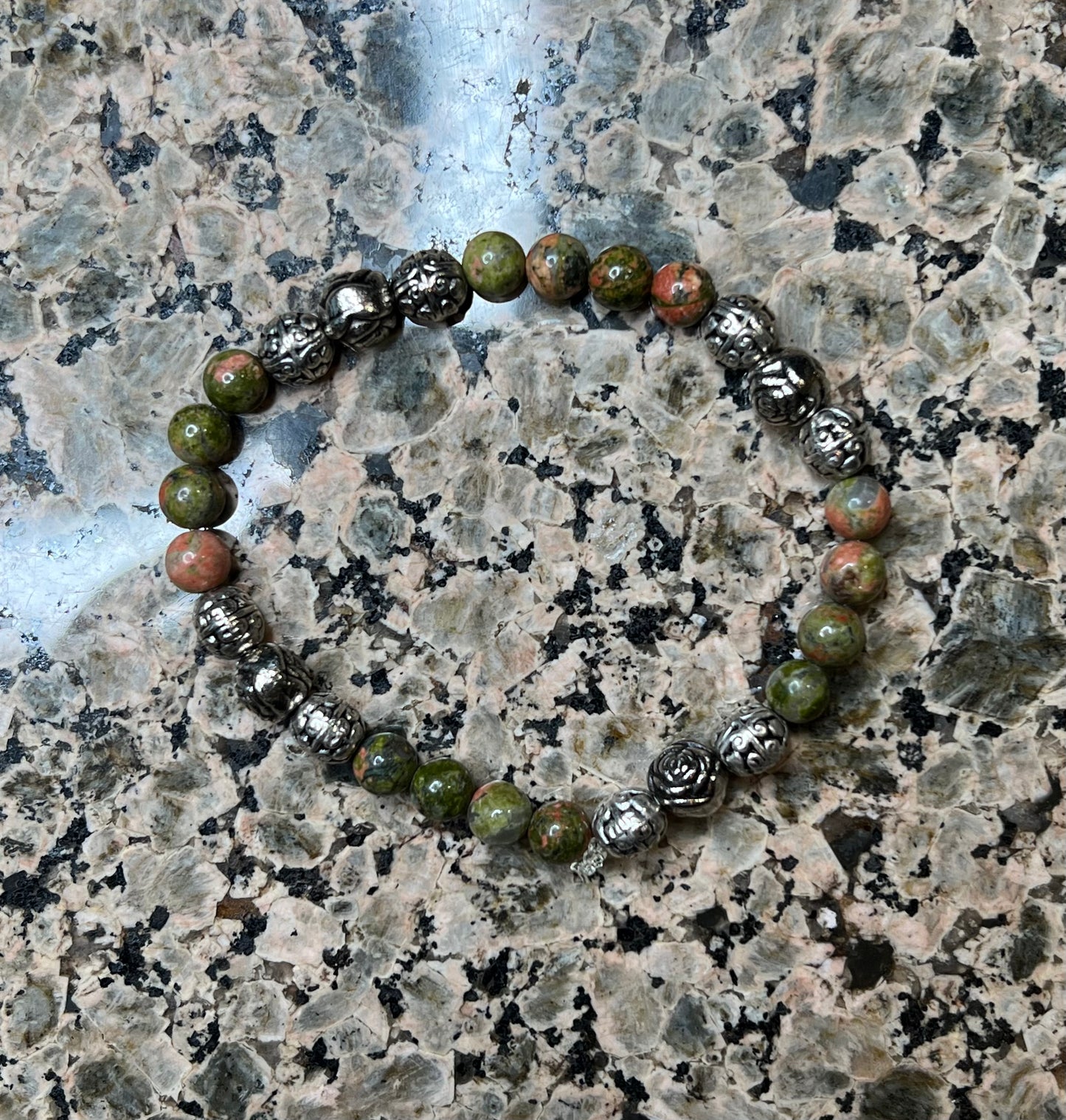 Unakite with Metal Beads