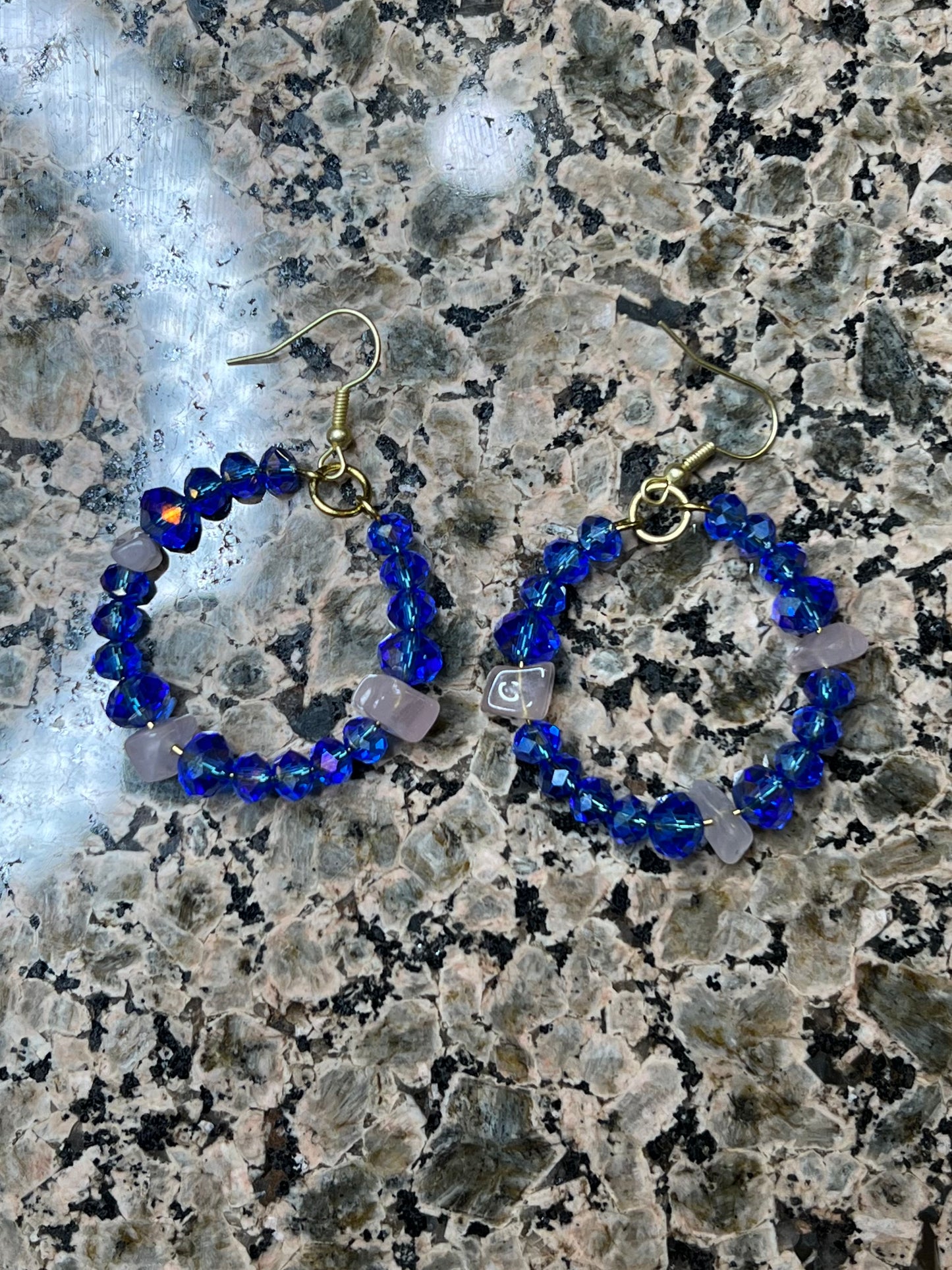 Rose Quartz with Blue Glass Crystal