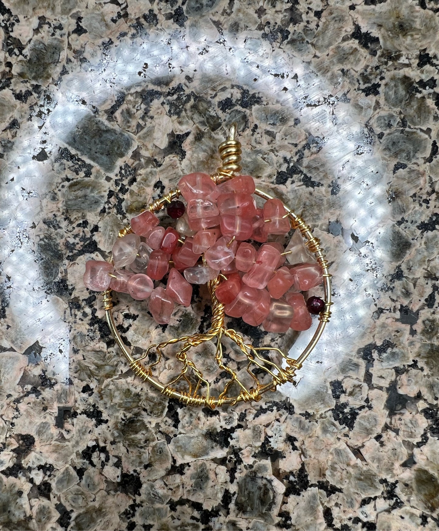 Cherry Quartz Tree of Life Pendant