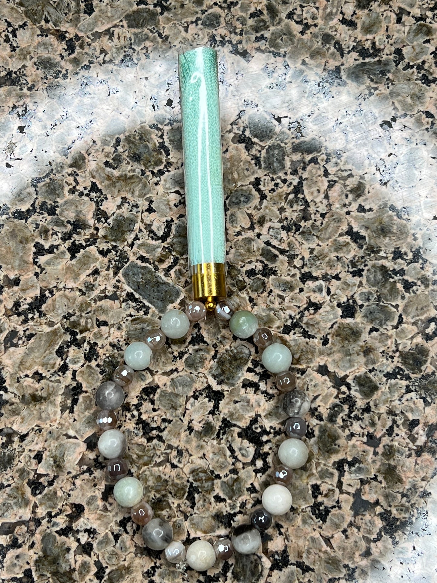 Amazonite and Striped Agate with Turquoise Tassle