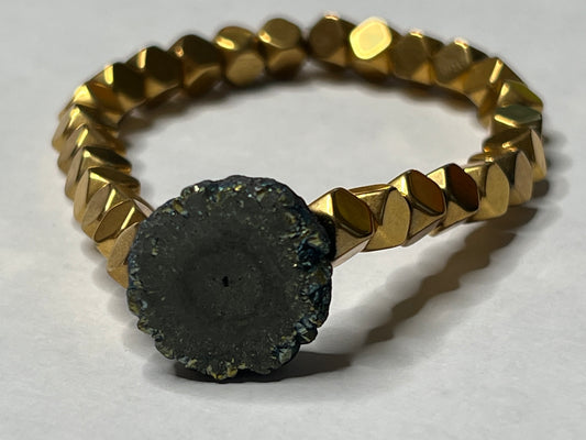 Gold Plated Hematite with Titanium Geode
