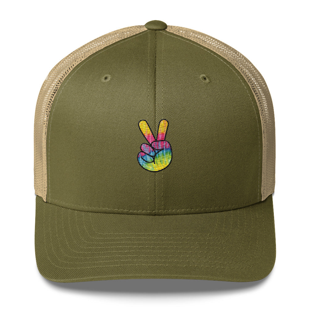 Tie Dye Peace Trucker Cap