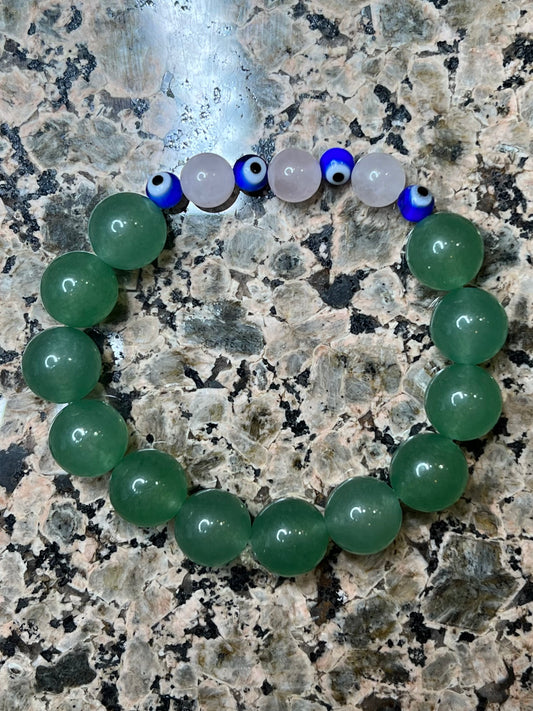 Green Aventurine, Rose Quartz and Evil Eye