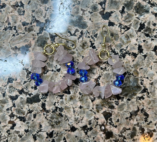 Rose Quartz and Blue Glass Crystal